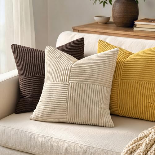 Mustard Yellow Decorative Throw Pillow Covers for Couch 16x16 Inch (16" x 16" (Pack of 2) / Mustard Yellow)
