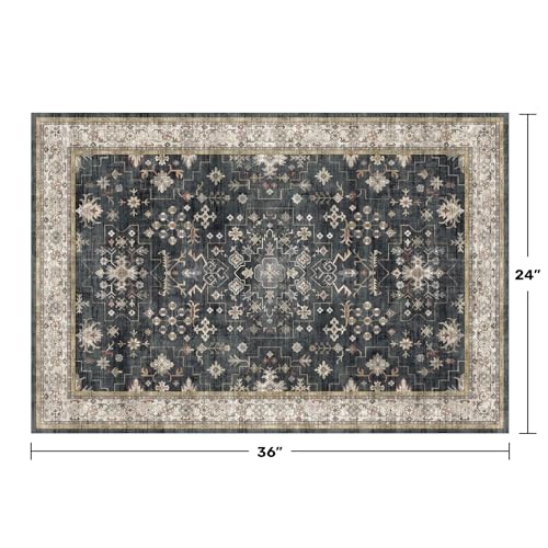 Black Washable 2x3 Entry Rug (2' x 3' (Rectangular) / Ashen / Multi)
