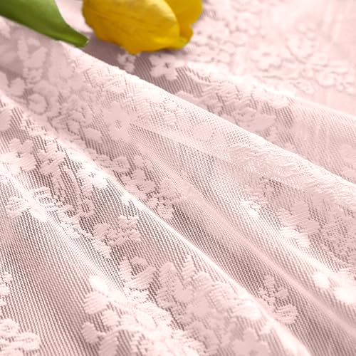 Vintage Lace Curtains 30 inch Length 2 Panels (Light Pink / 26"W x 30"L (Pack of 2))