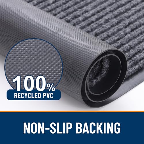 2 Pack Front Door Mats 59x34 (Grey / 59" x 34")