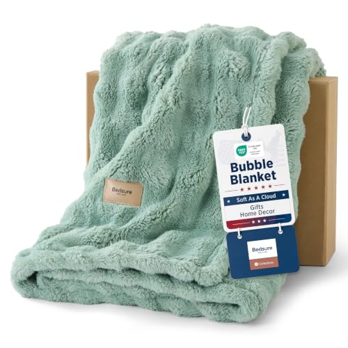 Cloud Bubble Fleece Twin Blanket for Bed (05 Sage Green / Twin (60" X 80"))