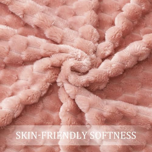 3D Fleece Queen Size Blanket for Bed (Dusty Pink / Queen ( 90x90 IN ))
