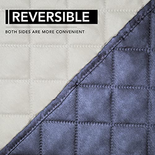 Reversible Couch Cover (Dark Blue/Ivory / Large Recliner)