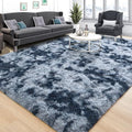 Soft Fluffy Rugs for Bedroom 4x6 Area Rug for Living Room (Tie-dyed Blue and Grey / 4' X 6' (Rectangular))
