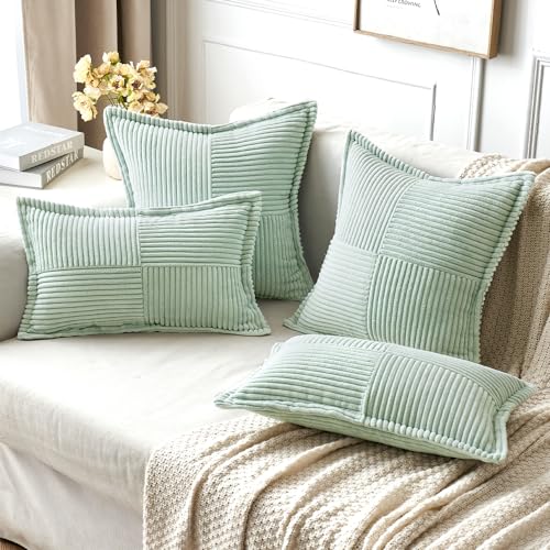 Decorative Throw Pillow Covers for Couch 18x18 Inch Mint Green (Mint Green / 18" x 18" (Pack of 2))