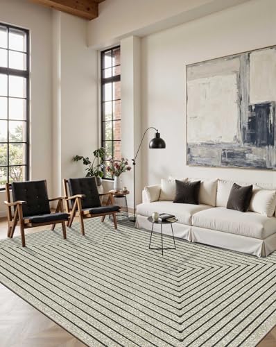Washable 6x9 Area Rugs for Living Room Modern Abstract Rug (Beige / 6' x 9' (Rectangular))