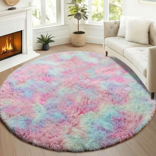 Rainbow Round Area Rugs 5ft (Colorful Rainbow / 5' (Round))