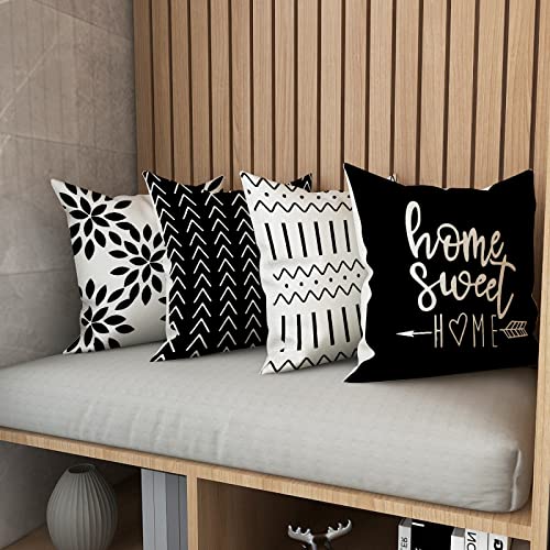 Pillow Covers 20x20 Set of 4 (Black / 20" x 20" (Pack of 4))