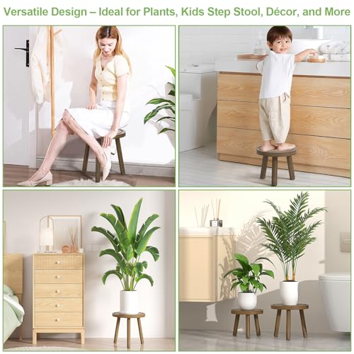 3 Pack Wood Plant Stands Indoor (Dark Gray / 3 Pack)