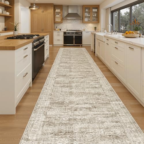 Washable 3x14 Hallway Runner Rug Non (Brown / 3' x 14' (Runner))