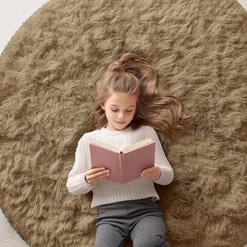 Taupe Round Rugs for Bedroom (5 Ft Round / Taupe)