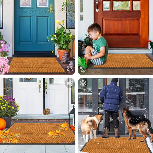 Front Door Mat Outside Entrance (Amber / 29.5" X 17")