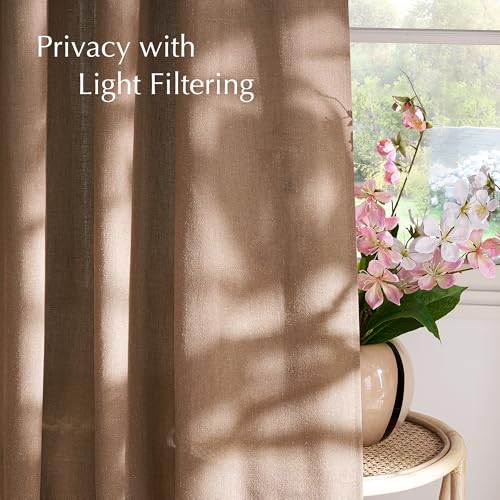 Linen Gold Brown Curtains for Living Room (Gold Brown / 55"W x 96"L (Pack of 2))