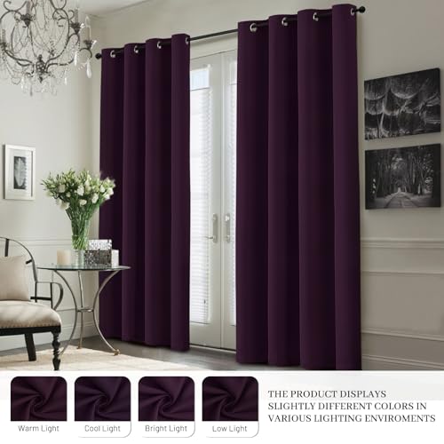 Dark Purple 100% Blackout Curtains 84 Inches Long 50" Wide 2 Panels (50"W x 84"L (Pack of 2) / Dark Purple With White Backing)