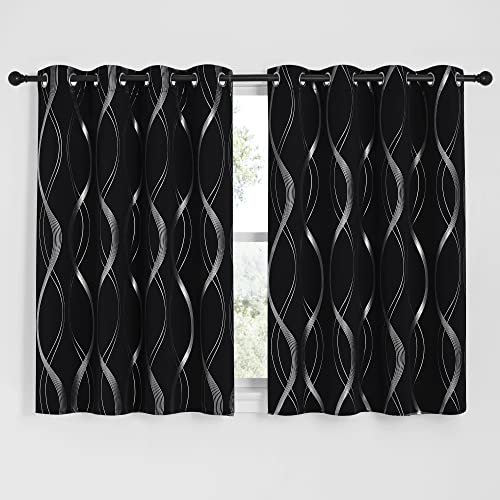 Black Out Window Curtains for Bedroom (1 - Black / 52"W x 54"L (Pack of 2))