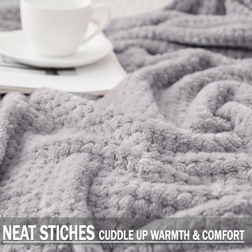 Soft Waffle Fleece Bed Blanket King Size (Light Gray / 90x104 in)