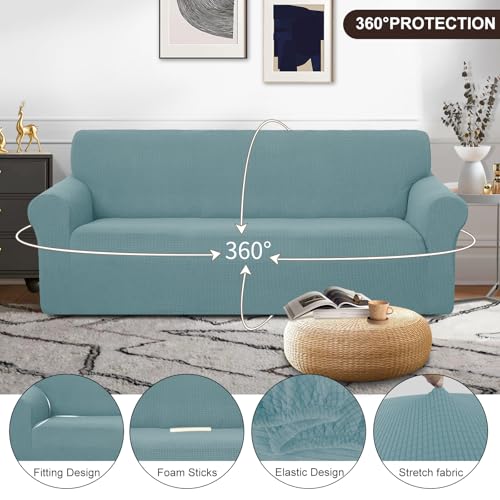 Stretch Couch Cover Slipcover for 3 Cushion Sofa (Light Blue / Sofa)