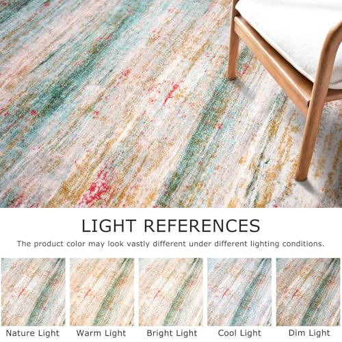 Modern Abstract Kitchen Runner Rug (Green/Turquoise / 2' x 6' (Runner))