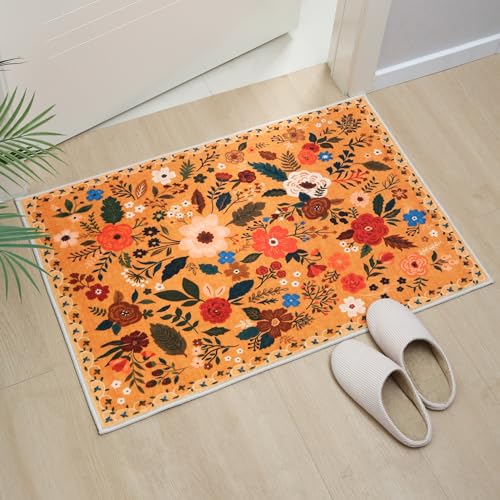 Door Mat 2x3 Area Rug Washable (Yellow Orange / 2' x 3' (Rectangular))