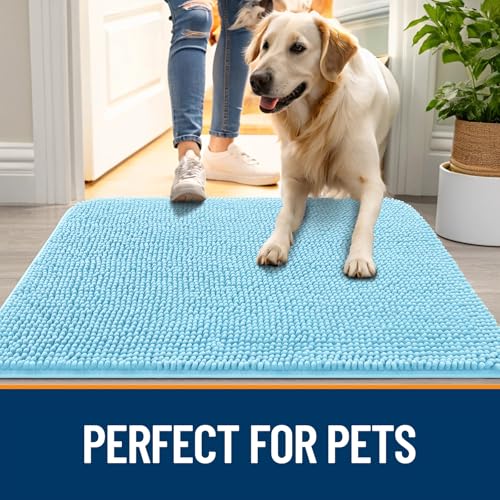 Dog Door Mat for Muddy Paws 45x27 (Blue / 45" X 27")