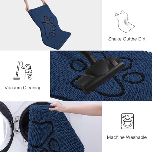 Dog Door Mat for Muddy Paws (30"X20" / Dark Blue and Black)