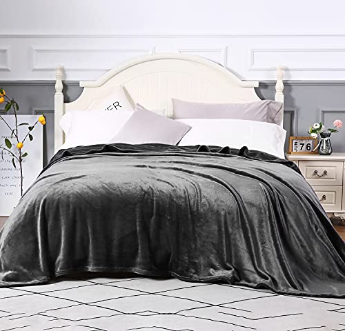 Large Flannel Fleece Throw Blanket (90"x90" / Grey)