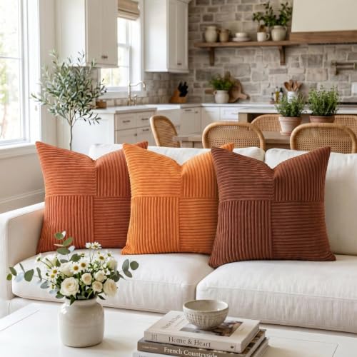 2 Packs Orange Fall Decorative Throw Pillow Covers 16x16 Inch for Living Room Couch Bed Sofa (Orange / 16" x 16" (Pack of 2))