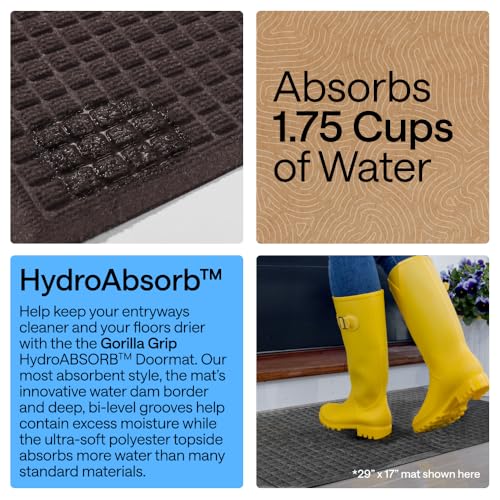 HydroABSORB Door Mat for Indoor Outdoor Use (Coffee / 29" X 17")