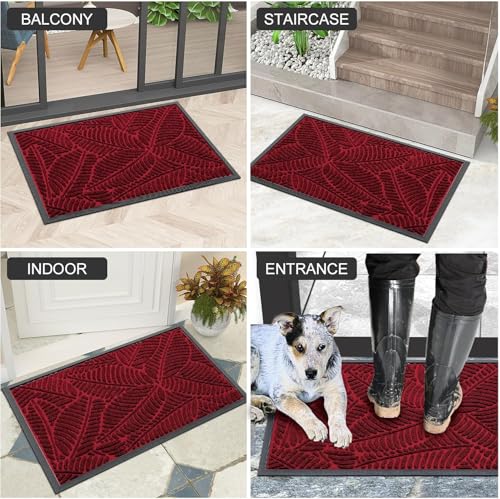 Waterproof Front Doormat (Burgundy / 47" X 17")