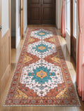 2'6"x8' Washable Non Slip Boho Runner Rug for Hallway (Vintage Orange / 2'6" x 8' (Runner))