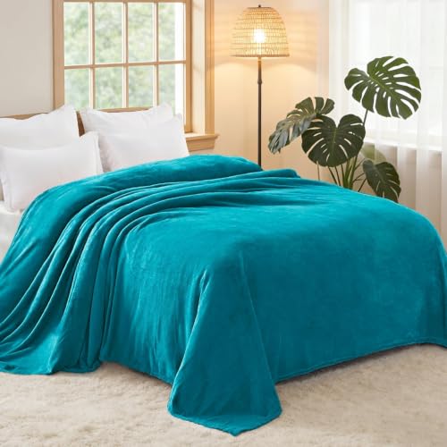 Soft Fleece Blanket King Size for Bed (Teal / King (104" x 90"))