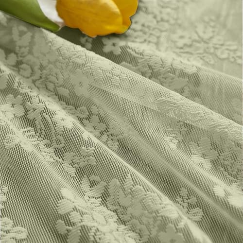 Vintage Lace Curtains 24 Inch Length (Sage Green / 26"W x 24"L (Pack of 2))