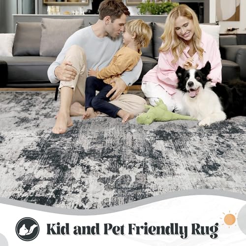 6x9 Area Rugs for Living Room (Black / 6' x 9' (Rectangular))