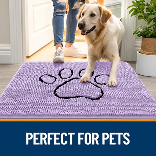 Dog Door Mat for Muddy Paws 30x20 (Lavender / 30" X 20")