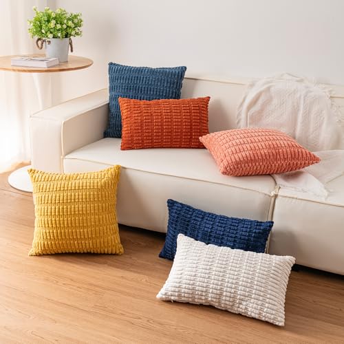 Pack of 2 Corduroy Decorative Throw Pillow Covers 20x20 Inch (Coffee / 20" x 20" (Pack of 2))