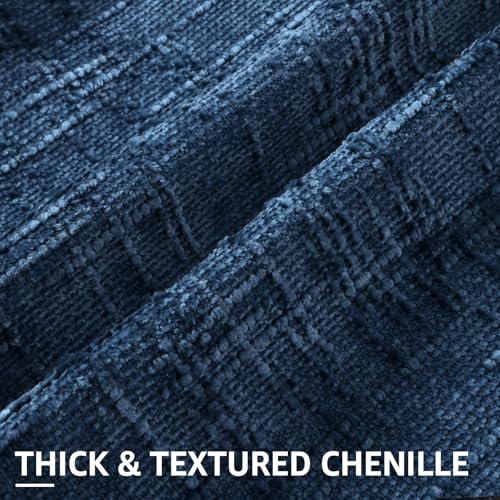 Textured Chenille Throw Pillow Covers 20x20 Set of 2 Navy Blue (Navy Blue / 20" x 20" (Pack of 2))