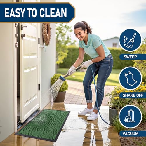 Front Door Mat Outside Entrance (Green / 47" X 32")