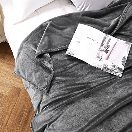 Large Flannel Fleece Throw Blanket (90"x90" / Grey)