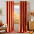 Fall Orange Velvet Curtains Terracotta 52 x 108 Inch Length Set of 2 (Orange / 52"W x 108"L (Pack of 2))