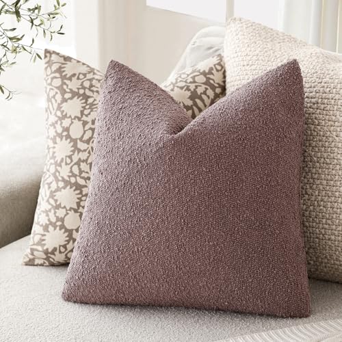 Decorative Textured Boucle Throw Pillow Covers 24x24 Dark Purple (24" x 24" (Pack of 2) / Wild Grape)