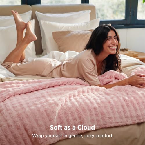 Cloud Bubble King Throw Blanket for Bed (Pink / King (108" X 90"))