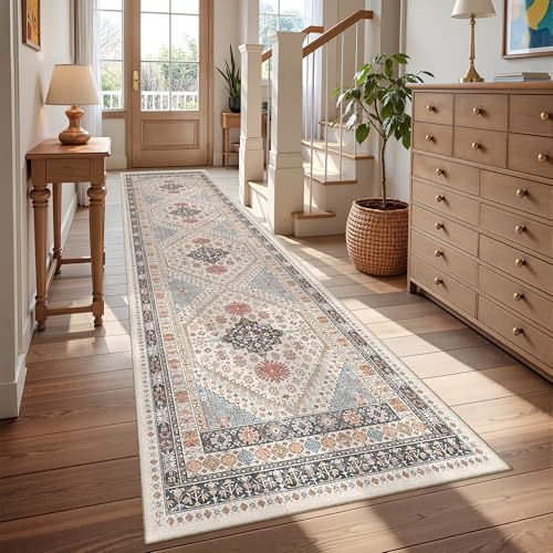Kitchen Runner Rug Non Slip Washable Rugs 2.5x10 (Blue/Red/Multi / 2'6" x 10' (Runner))