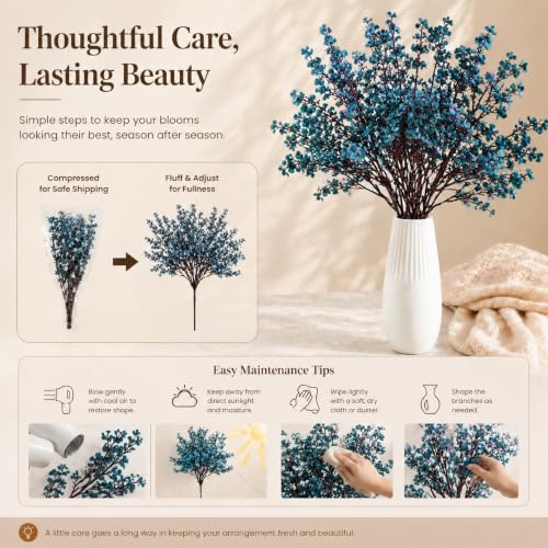 15 Bundles Artificial Teal Baby’s Breath Flowers (Teal)