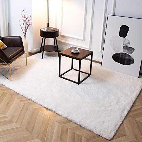 Super Soft Shaggy Rugs Fluffy Carpets 9x12 Feet (9' x 12' (Rectangular) / Cream White)