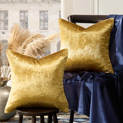 Gold Velvet Pillow Covers 20x20 Decorative Pillows Pack of 2 (Gold / 20" x 20" (Pack of 2))