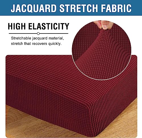 Super Stretch Individual Seat Cushion Covers Sofa Covers Couch Cushion Covers Slipcover Sets Thick Jacquard Textured Twill Fabric (Wine/Burgundy / 1 Cushion Sofa)