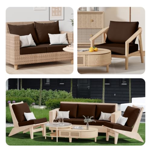 8Pcs Outdoor Cushion Covers (Dark-coffee / Square-small + Square)