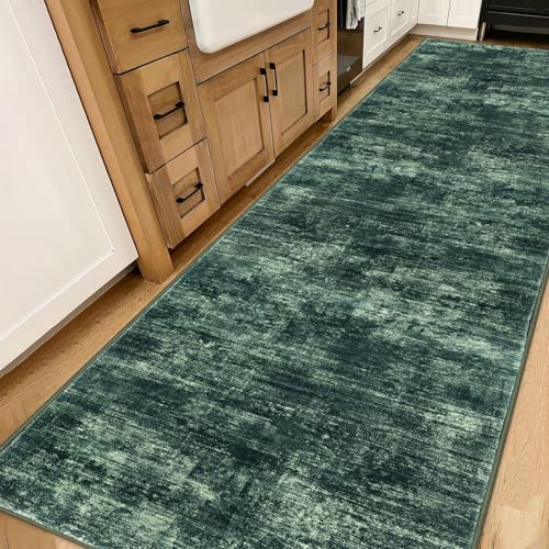 Abstract Runner Rug 3x14 Ft Washable Runners for Hallways (Dark Green / 3' x 14' (Rectangular))