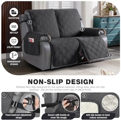 100% Waterproof Oversized Loveseat Recliner Cover (Charcoal Gray / 2 Seater Oversized)