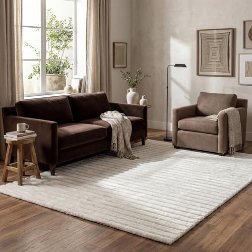 Kai Off White Striped Washable Area Rug (Kai Off White / 7'6" x 9'6" (Rectangular))